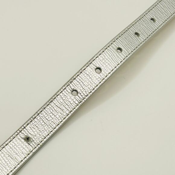 Cole Haan Silver Metallic Textured Leather Chic Skinny Belt - Picture 6 of 8